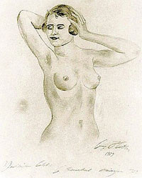 Рисунок «Обнаженная женская натура», 1923 г. 