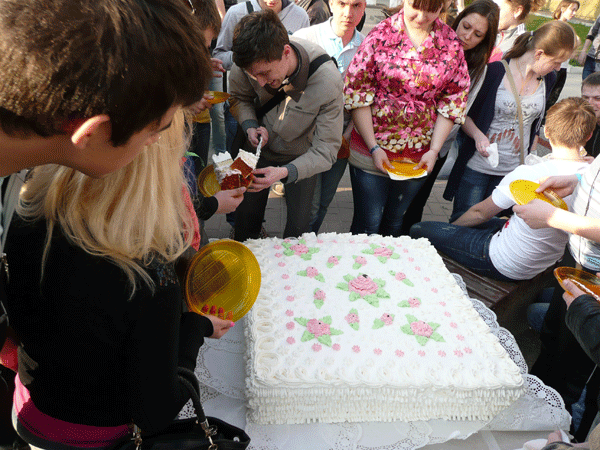 Інтелектуально-пошукова гра «Синоніми до України» у Вінниці закінчилася поїданням 50-ти кілограмового торта
