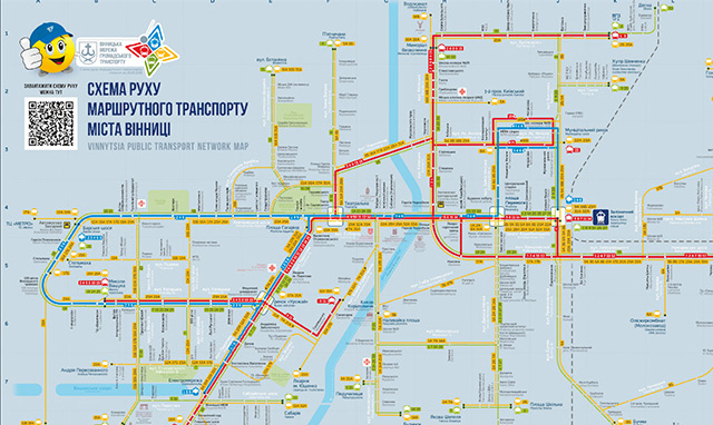 На сайті мерії опублікували схему руху громадського транспорту Вінниці із новими назвами вулиць