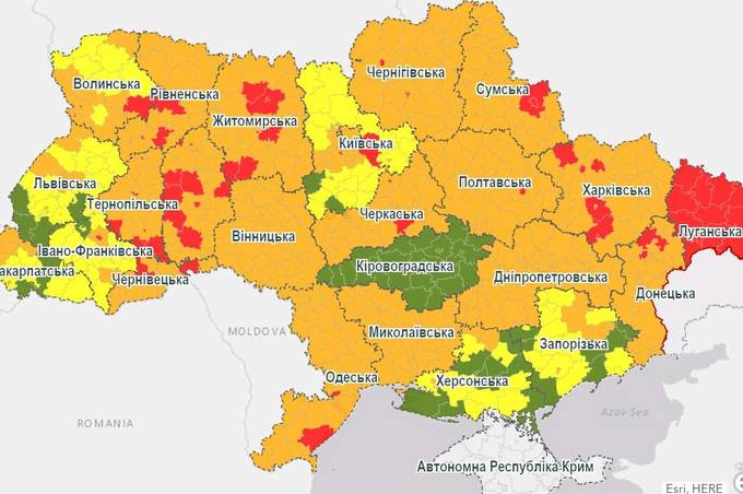 З 19 жовтня всі райони Вінниччини в "помаранчевій" зоні