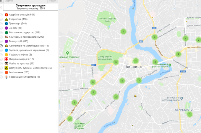 У Вінниці завдяки онлайн-мапі покращують доступність вуличної мережі