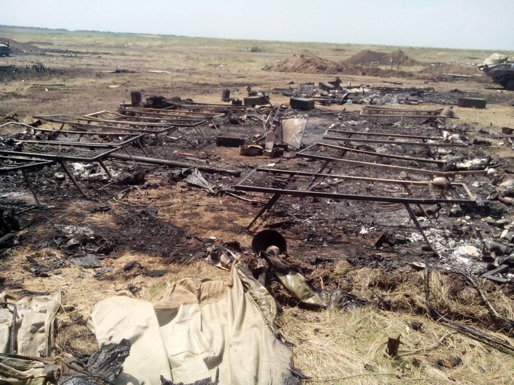 Знищений табір українських військових біля Зеленопілля