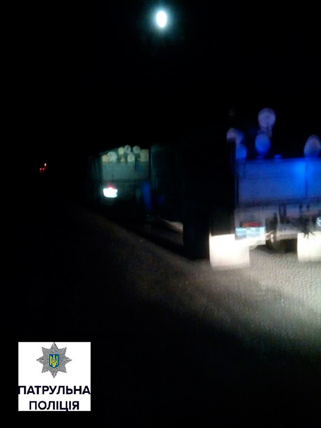 Неподалік Вінниці поліцейські зупинили дві вантажівки, які перевозили нелегальну деревину
