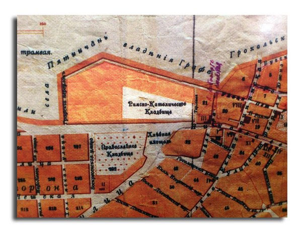 Цвинтар на мапі Вінниці початку ХХ століття