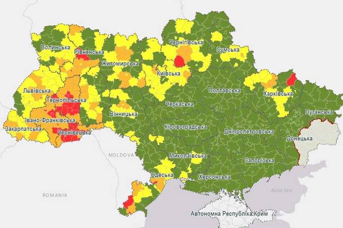 Вінниця залишається у "жовтій" зоні, Вінницький район - в "помаранчевій"