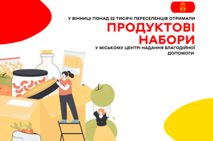 У Вінниці понад 22 тисячі переселенців отримали продуктові набори у міському центрі надання благодійної допомоги
