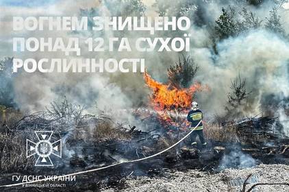 На Вінниччині вогонь знищив 12 га ґрунту: минулих вихідних рятувальники погасили 17 пожеж