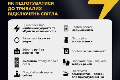 В МВС дали поради, як підготуватися до відключень електроенергії через ймовірні удари рф по енергосистемі