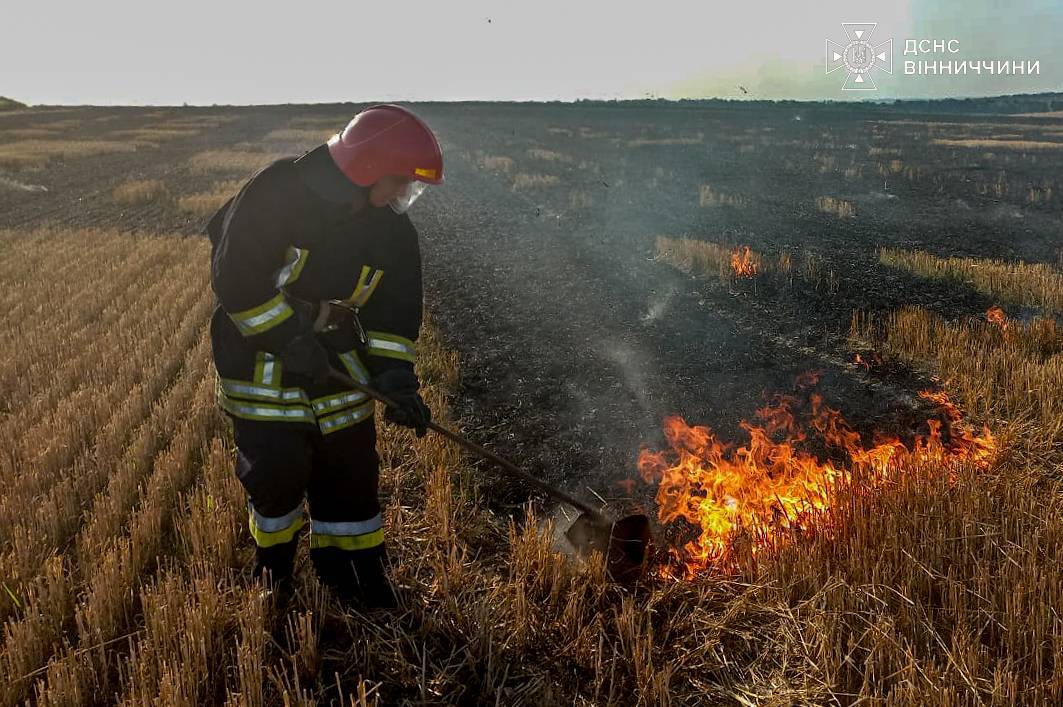Суха рослинність, пожнивні залишки та стерня горіли майже у всіх районах Вінницької області