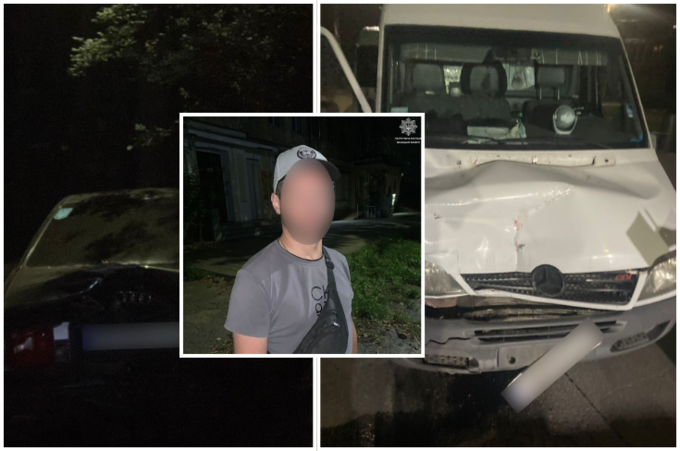 У Вінниці вночі нетверезий водій Sprinter врізався в припарковане Audi: що відомо