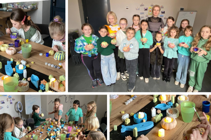 Творчість заради добра: у Вінницьких Хуторах діти розписали підсвічники для українських воїнів