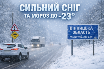 Циклон і арктичний холод: на Вінниччині прогнозують сильний сніг і мороз до –23°
