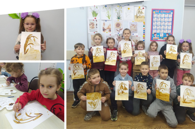 Кава замість фарб: у Вінниці діти створювали весняні картини