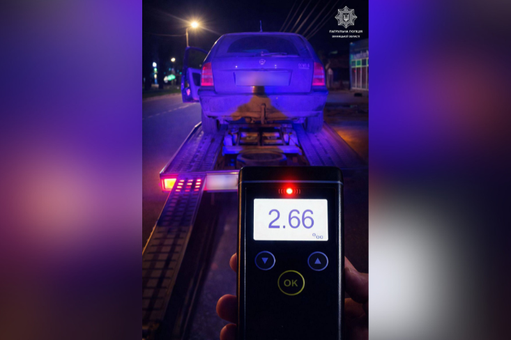 У Вінниці зупинили водія з 2,66 проміле алкоголю: авто евакуювали
