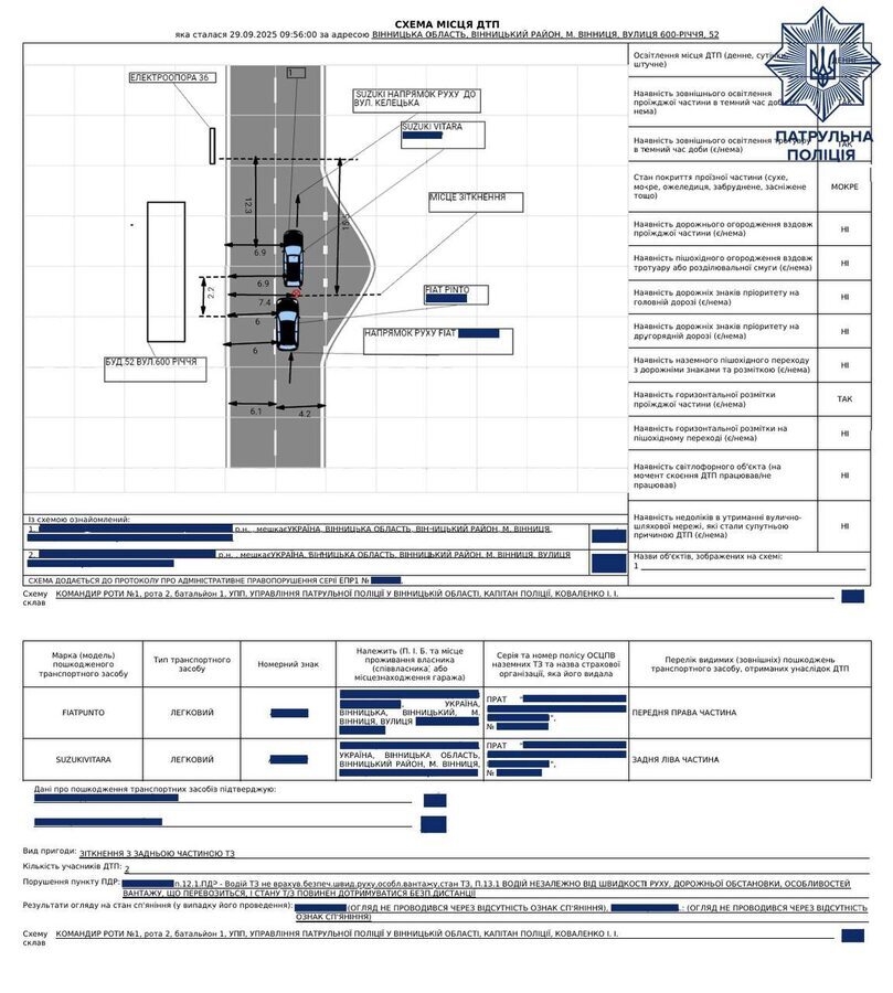 Фото з першої оформленої у Вінниці ДТП в електронному форматі та вигляд електронної схеми ДТП. Фото з першої оформленої у Вінниці ДТП в електронному форматі та вигляд електронної схеми ДТП.